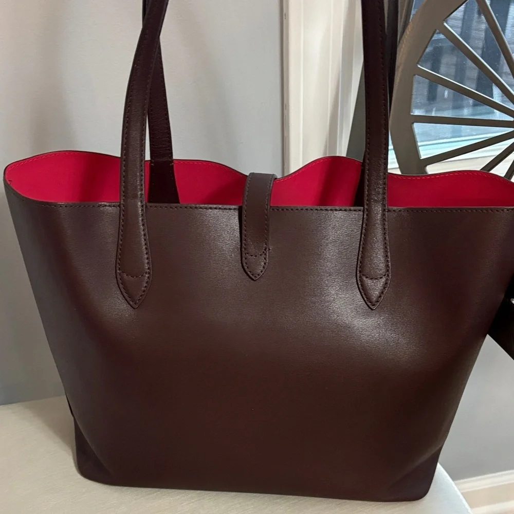 Kate Spade Dark Burgundy Tote with Pink Interior